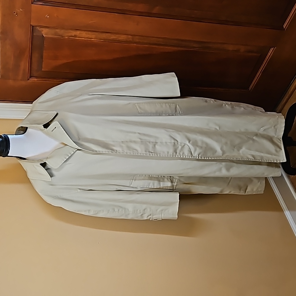 Vintage London Fog trench jacket coat 44 short tan beige men's